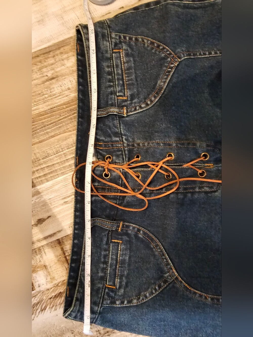 Newport News Jeanology Lace Up Flare Jeans Size 12 Y2K Boho Western Denim Pants - Picture 8 of 11